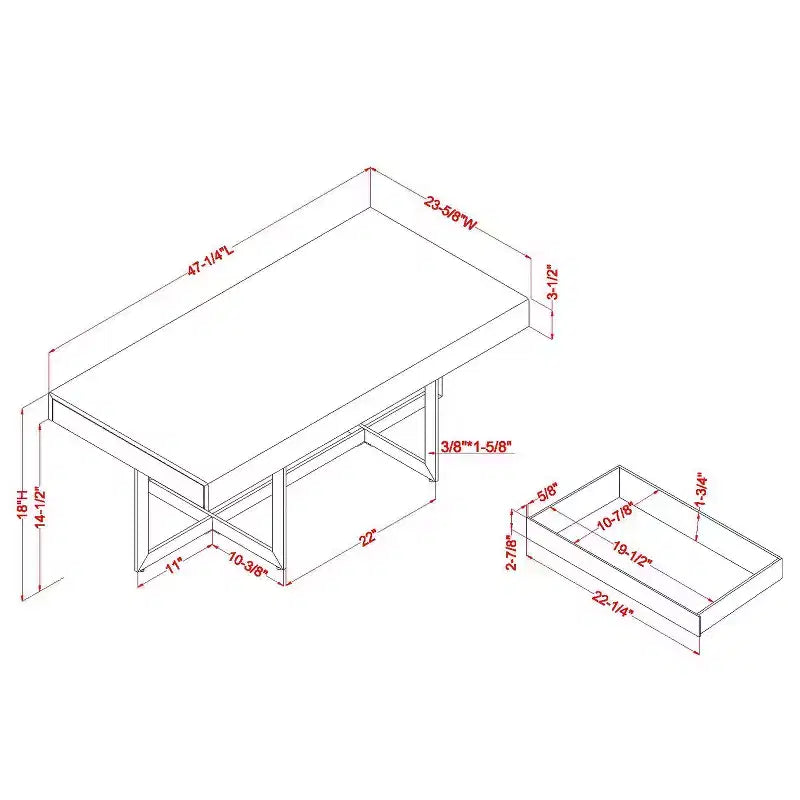 Ensemble de 2 tables basses contemporaines Rohde avec tiroirs Gris/Métal gomme - miBasics