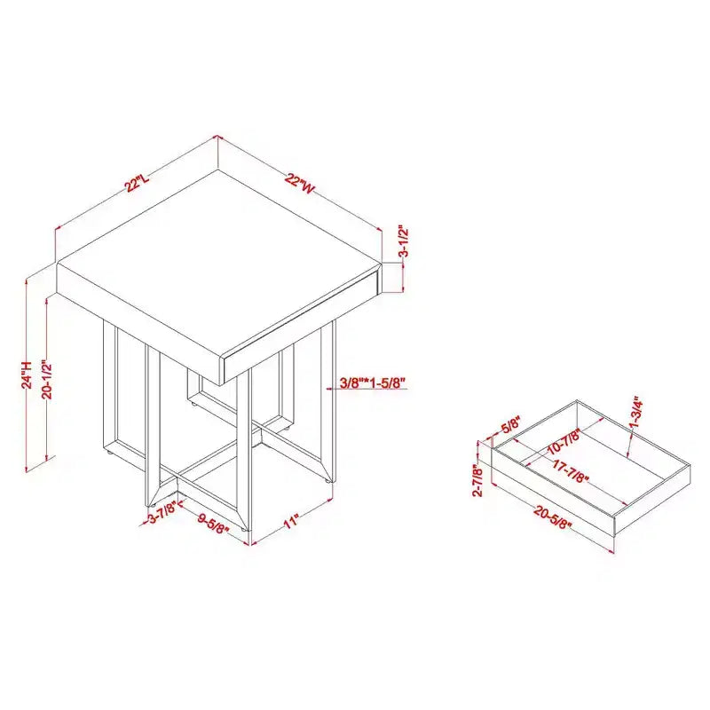 Ensemble de 2 tables basses contemporaines Rohde avec tiroirs Gris/Métal gomme - miBasics