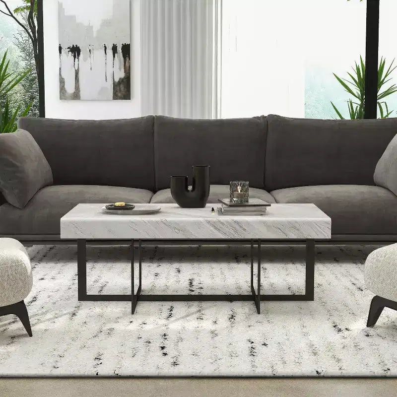 Ensemble de 2 tables basses contemporaines Rohde avec tiroirs Gris/Métal gomme - miBasics