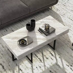 Ensemble de 2 tables basses contemporaines Rohde avec tiroirs Gris/Métal gomme - miBasics
