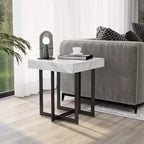 Ensemble de 2 tables basses contemporaines Rohde avec tiroirs Gris/Métal gomme - miBasics