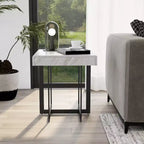 Ensemble de 2 tables basses contemporaines Rohde avec tiroirs Gris/Métal gomme - miBasics