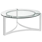 Table Basse Signet Acier Inoxydable Argent - Modway : Plateau Rond en Verre Chic, Piètement en Boucle, Hauteur 91,4 cm
