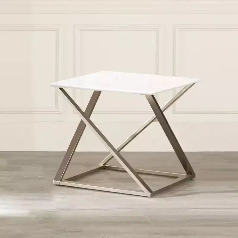 Table d'appoint carrée Zurich blanc/chrome - Steve Silver Co.