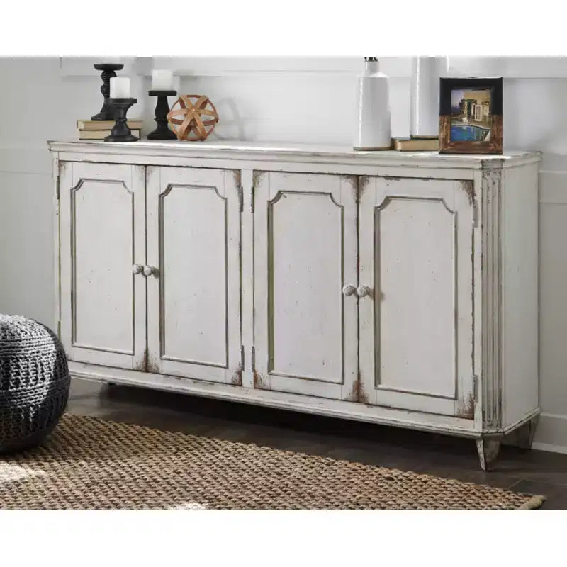 Meubles de rangement décoratifs Natura – Signature Design by Ashley : buffet de style rustique, surface en placage de bois, 4 portes