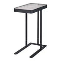 24/7 Shop At Home Callander Hidden Storage Height Adjustable Side Table Sand Black/Light Gray: Metallic Finish, Steel Frame