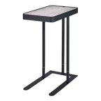 24/7 Shop At Home Callander Hidden Storage Height Adjustable Side Table Sand Black/Light Gray: Metallic Finish, Steel Frame