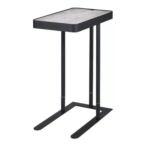 24/7 Shop At Home Callander Hidden Storage Height Adjustable Side Table Sand Black/Light Gray: Metallic Finish, Steel Frame