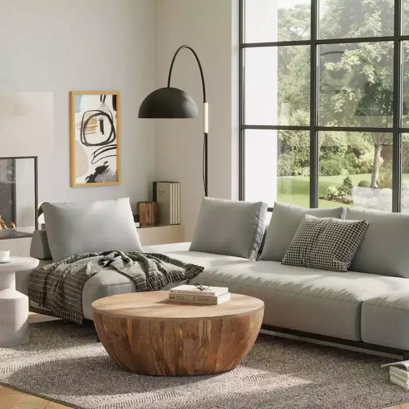 Table basse ronde Keystone en bois naturel - WyndenHall