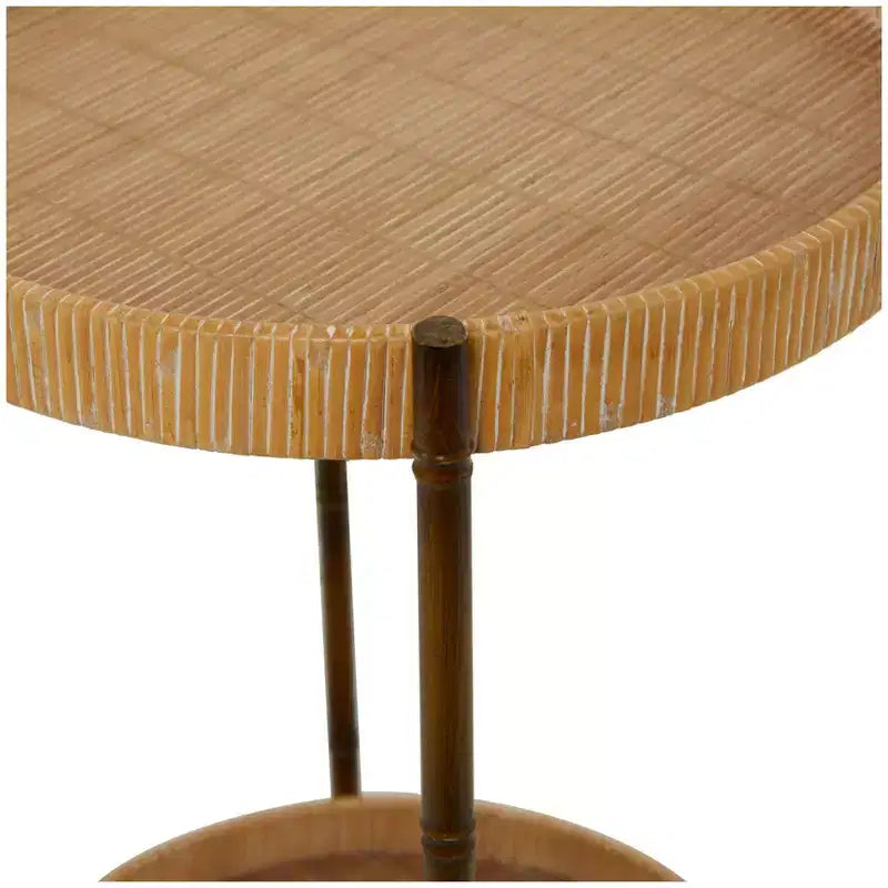 Table d'appoint en rotin moderne marron - Olivia & May