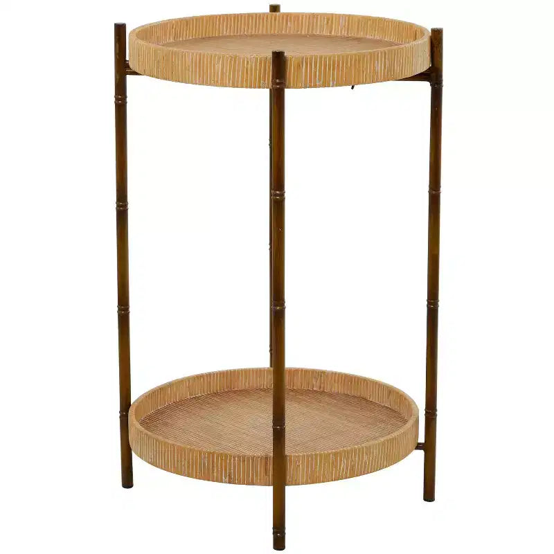 Table d'appoint en rotin moderne marron - Olivia & May