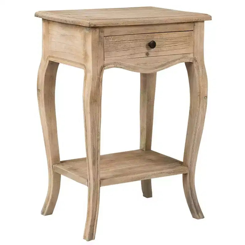 East at Main 28" Promenade Side Table with Drawer and Shelf Tan: Mango Wood, No Assembly Required