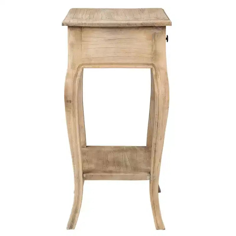 Table d'appoint Promenade 28" avec tiroir et étagère, couleur beige, de marque East at Main : Bois de manguier, aucun assemblage requis
