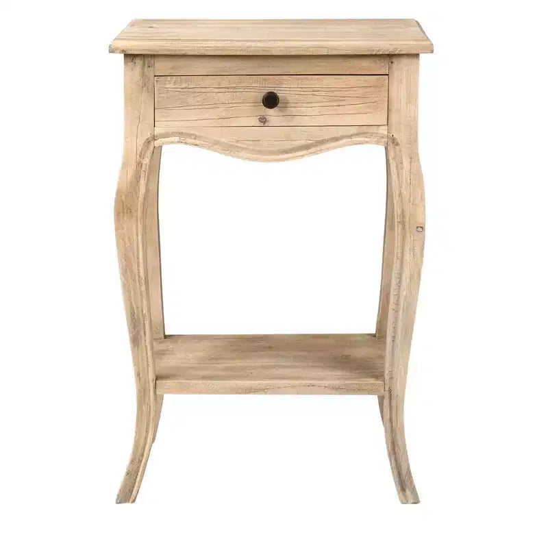 Table d'appoint Promenade 28" avec tiroir et étagère, couleur beige, de marque East at Main : Bois de manguier, aucun assemblage requis