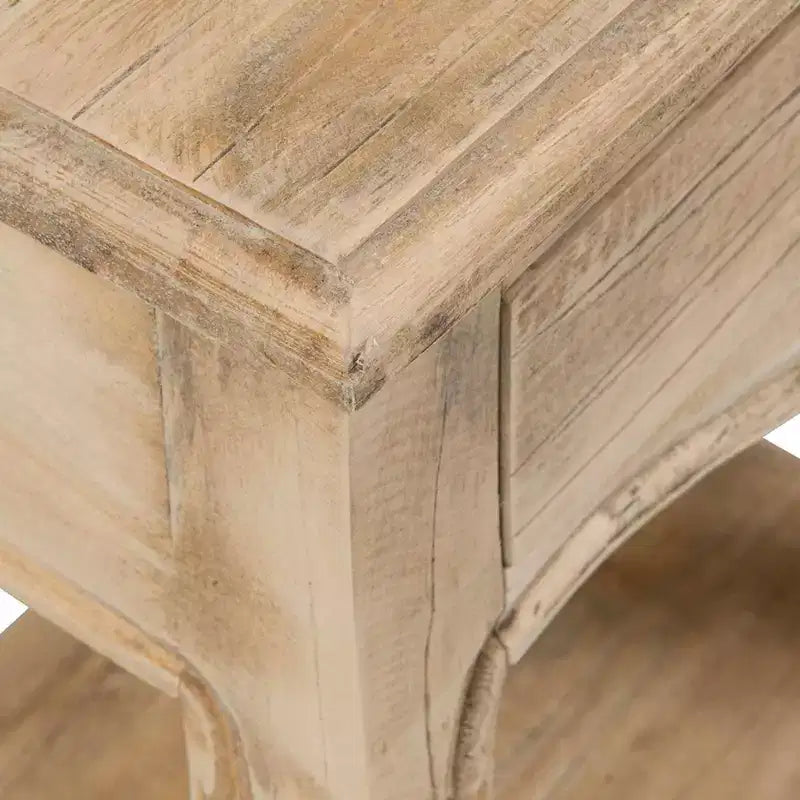 Table d'appoint Promenade 28" avec tiroir et étagère, couleur beige, de marque East at Main : Bois de manguier, aucun assemblage requis