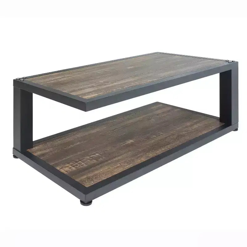Lot de 2 tables basses et d'appoint industrielles Felcor Noyer foncé/Noir - miBasics