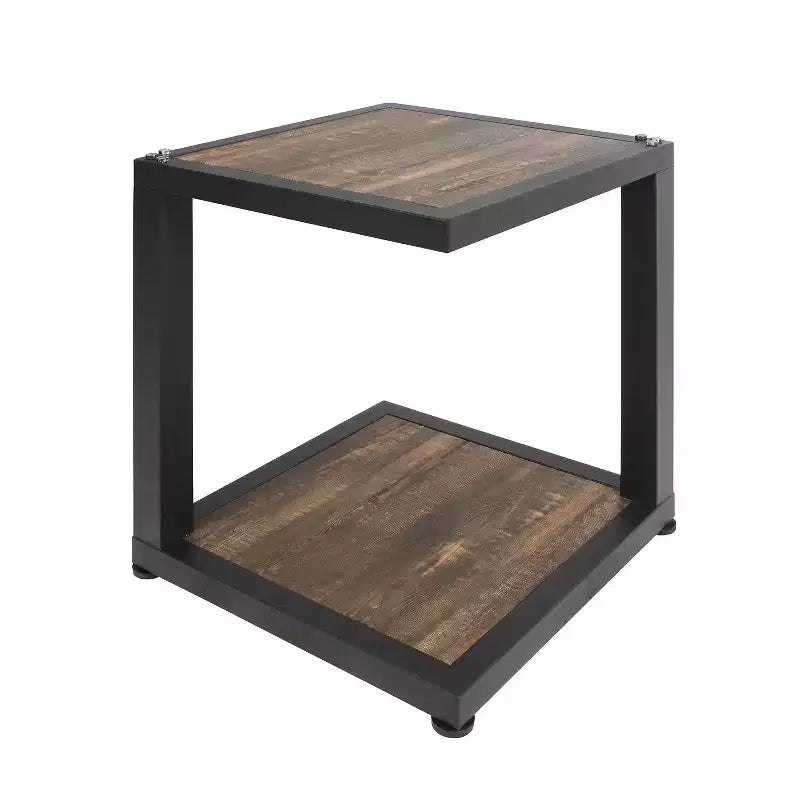 Lot de 2 tables basses et d'appoint industrielles Felcor Noyer foncé/Noir - miBasics