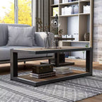 Lot de 2 tables basses et d'appoint industrielles Felcor Noyer foncé/Noir - miBasics