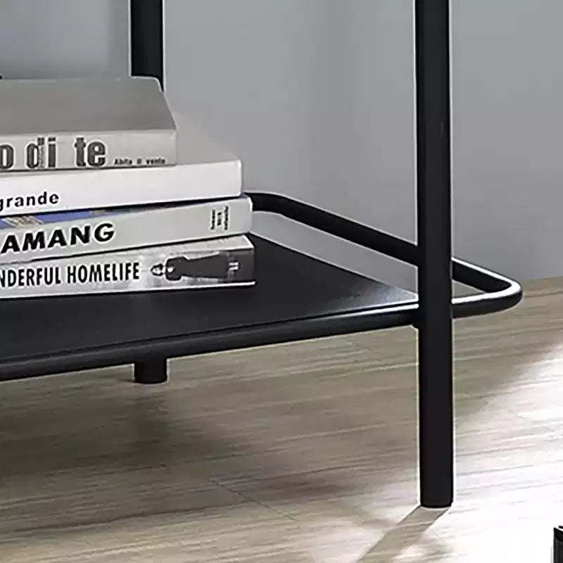 Table d'appoint contemporaine en verre Avalan, revêtement noir/blanc - miBasics