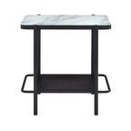 Table d'appoint contemporaine en verre Avalan, revêtement noir/blanc - miBasics