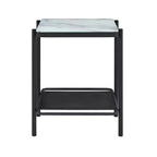 Table d'appoint contemporaine en verre Avalan, revêtement noir/blanc - miBasics