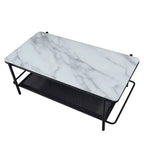 Ensemble de 2 tables basses et d'appoint Avalan contemporaines en marbre et verre Revêtement noir/blanc - miBasics