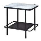Ensemble de 2 tables basses et d'appoint Avalan contemporaines en marbre et verre Revêtement noir/blanc - miBasics