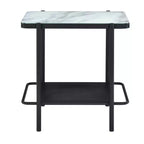Ensemble de 2 tables basses et d'appoint Avalan contemporaines en marbre et verre Revêtement noir/blanc - miBasics