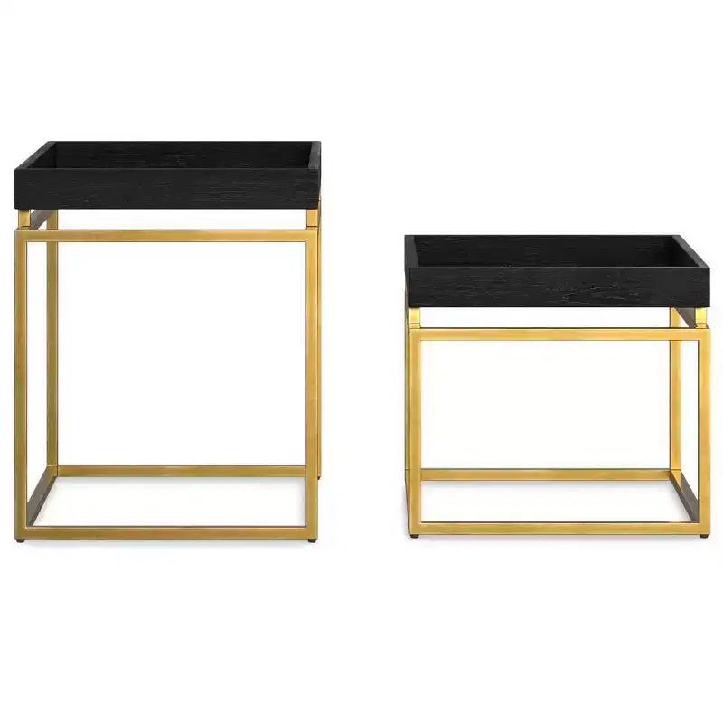 WyndenHall Audrina Tables gigognes 2 pièces Noir/Or : Tables d'appoint rectangulaires contemporaines, Structure métallique, Aucun assemblage requis