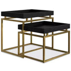 WyndenHall Audrina Tables gigognes 2 pièces Noir/Or : Tables d'appoint rectangulaires contemporaines, Structure métallique, Aucun assemblage requis