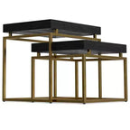 WyndenHall Audrina Tables gigognes 2 pièces Noir/Or : Tables d'appoint rectangulaires contemporaines, Structure métallique, Aucun assemblage requis
