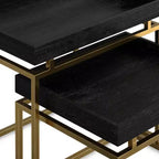 WyndenHall Audrina Tables gigognes 2 pièces Noir/Or : Tables d'appoint rectangulaires contemporaines, Structure métallique, Aucun assemblage requis