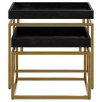 WyndenHall Audrina Tables gigognes 2 pièces Noir/Or : Tables d'appoint rectangulaires contemporaines, Structure métallique, Aucun assemblage requis