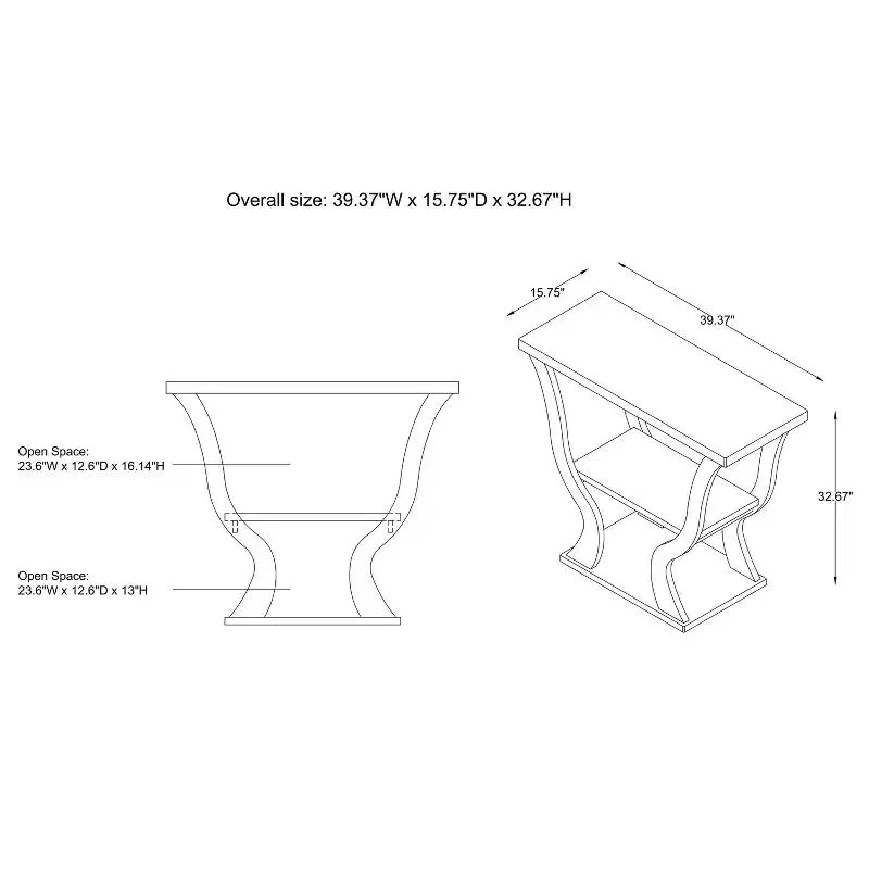 24/7 Shop At Home Table console de rangement transitoire Niccila 39 po Espresso