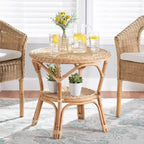 Baxton Studio Abbey Table basse en rotin antique marron naturel : Aucun assemblage requis, pieds à 4 points, 56,9 cm de hauteur