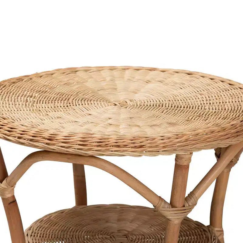 Baxton Studio Abbey Table basse en rotin antique marron naturel : Aucun assemblage requis, pieds à 4 points, 56,9 cm de hauteur