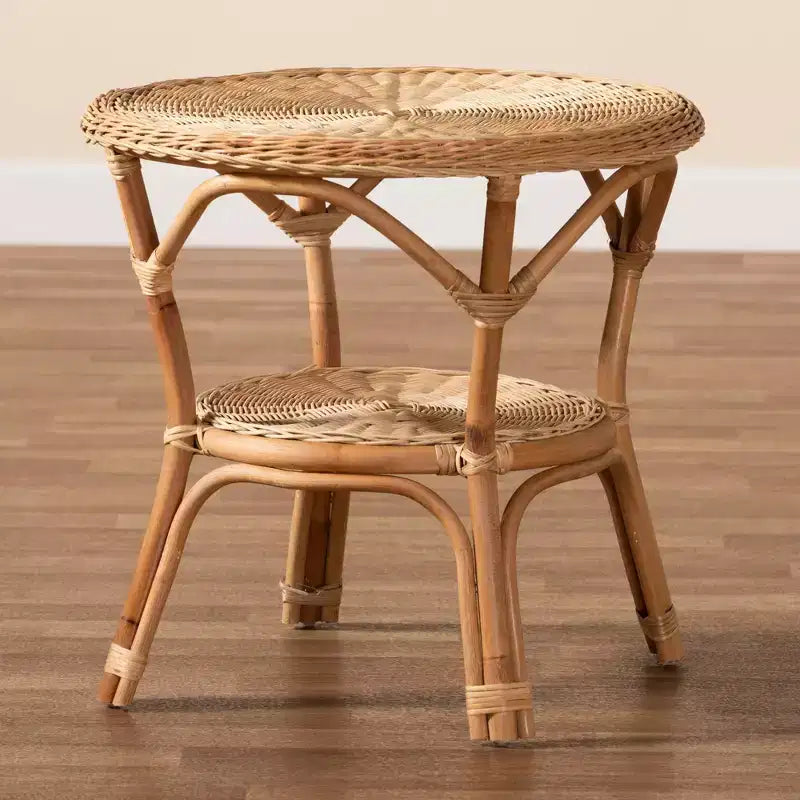 Baxton Studio Abbey Table basse en rotin antique marron naturel : Aucun assemblage requis, pieds à 4 points, 56,9 cm de hauteur