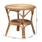 Baxton Studio Abbey Table basse en rotin antique marron naturel : Aucun assemblage requis, pieds à 4 points, 56,9 cm de hauteur