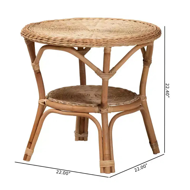 Baxton Studio Abbey Table basse en rotin antique marron naturel : Aucun assemblage requis, pieds à 4 points, 56,9 cm de hauteur