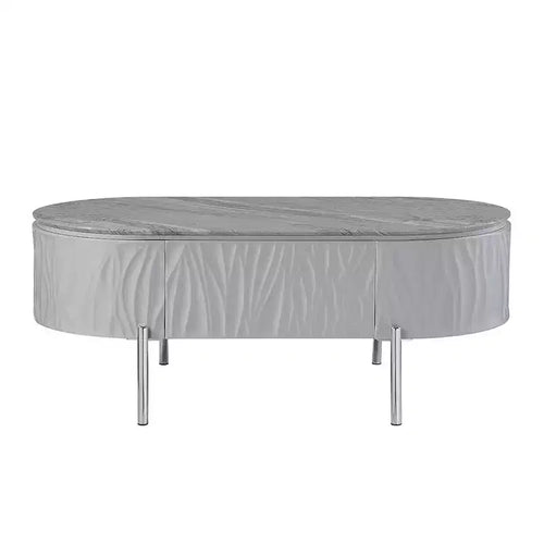 Acme Furniture Yukino Coffee Table Gray/Chrome Finish
