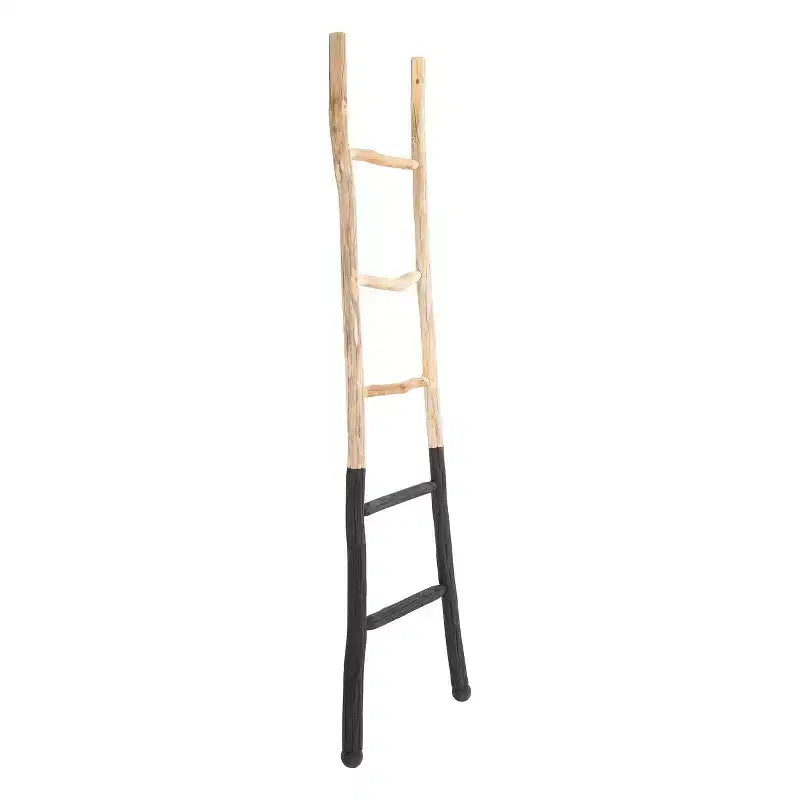 Échelle décorative en bois Storied Home pour couvertures, noire : aucun assemblage requis, accent décoratif, porte-serviettes, cadre en bois, 5 barreaux