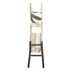Échelle décorative en bois Storied Home pour couvertures, noire : aucun assemblage requis, accent décoratif, porte-serviettes, cadre en bois, 5 barreaux
