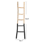 Échelle décorative en bois Storied Home pour couvertures, noire : aucun assemblage requis, accent décoratif, porte-serviettes, cadre en bois, 5 barreaux