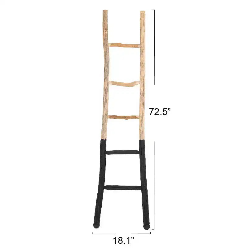 Échelle décorative en bois Storied Home pour couvertures, noire : aucun assemblage requis, accent décoratif, porte-serviettes, cadre en bois, 5 barreaux