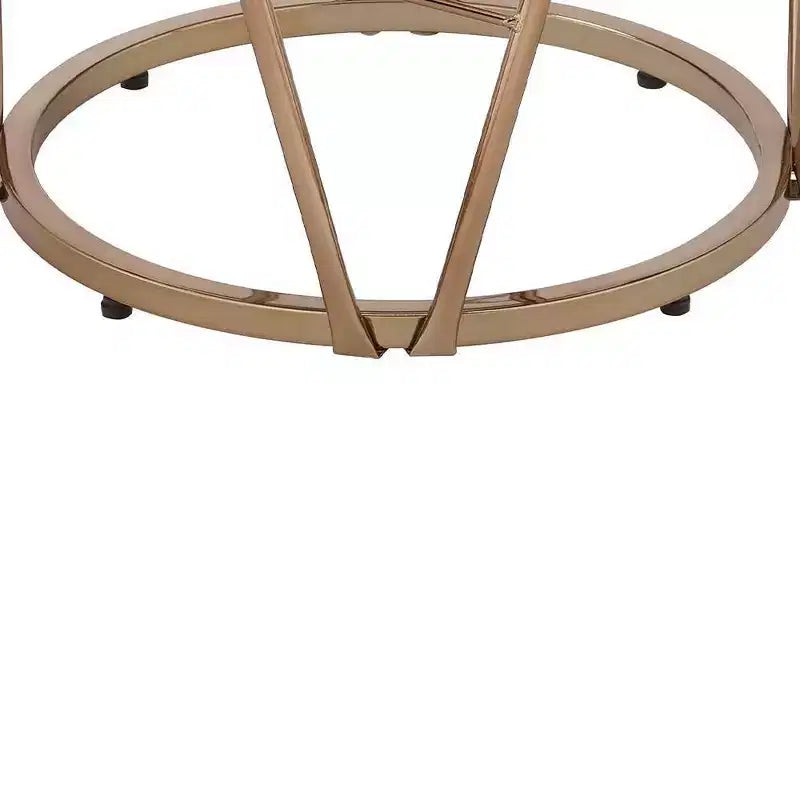 Table d'appoint Cicatrix 22 po, plateau en verre effet marbre noir, finition champagne – Acme Furniture : Ronde, aucun assemblage requis, cadre métallique