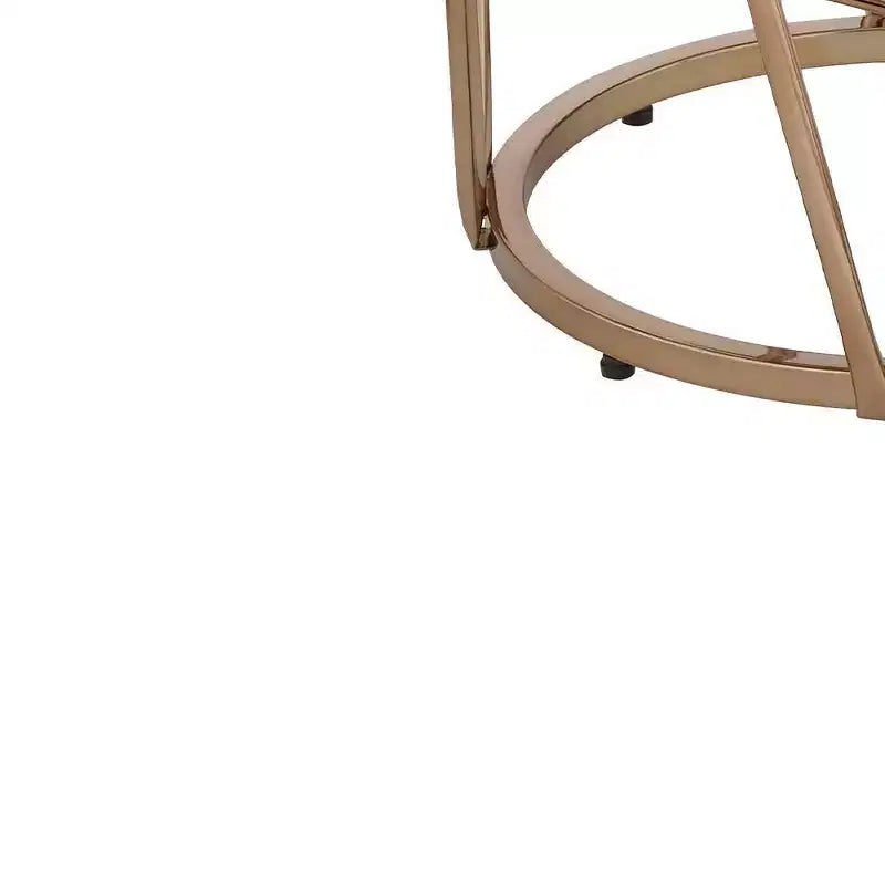 Table d'appoint Cicatrix 22 po, plateau en verre effet marbre noir, finition champagne – Acme Furniture : Ronde, aucun assemblage requis, cadre métallique