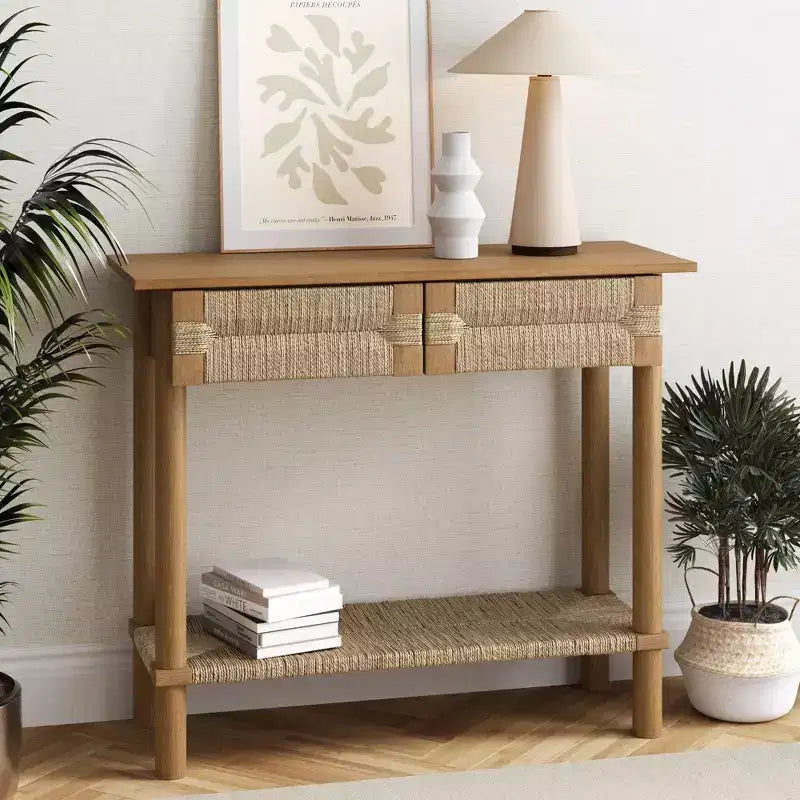 Nathan James Beacon Console en jonc de mer marron clair