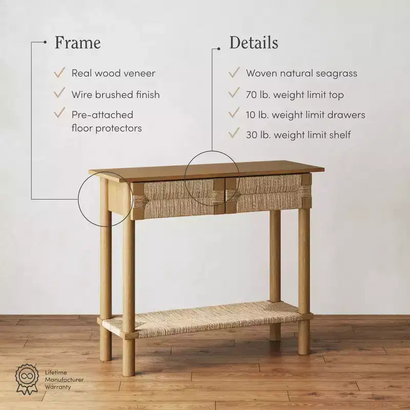 Nathan James Beacon Console en jonc de mer marron clair