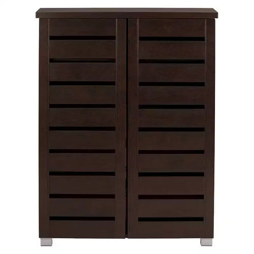 Adalwin Modern and Contemporary 2-Door Wooden Entryway Shoes Storage Cabinet: Holds 15 Pairs, PVC Legs - Baxton Studio