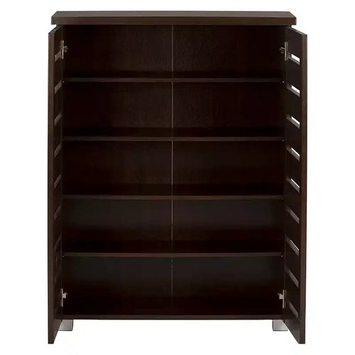 Meuble à chaussures Adalwin moderne et contemporain à 2 portes en bois : peut contenir 15 paires, pieds en PVC - Baxton Studio